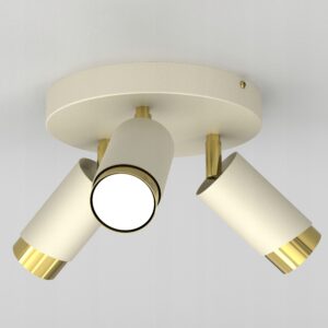 LAMPA SUFITOWA BEŻOWA PLAFON KOŁO TUBY ZŁOTY GU10 LED SPOT
