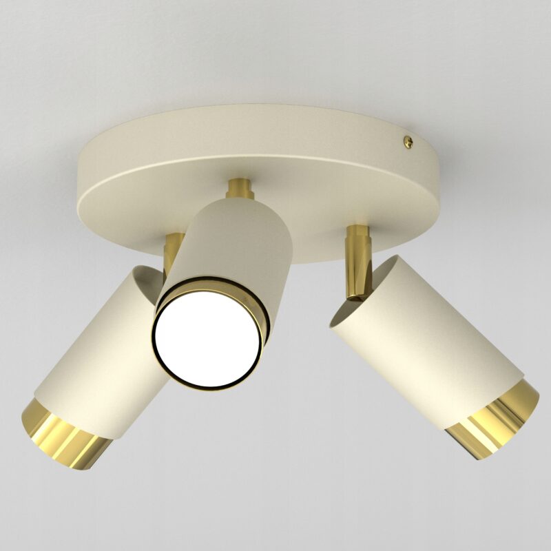 LAMPA SUFITOWA BEŻOWA PLAFON KOŁO TUBY ZŁOTY GU10 LED SPOT