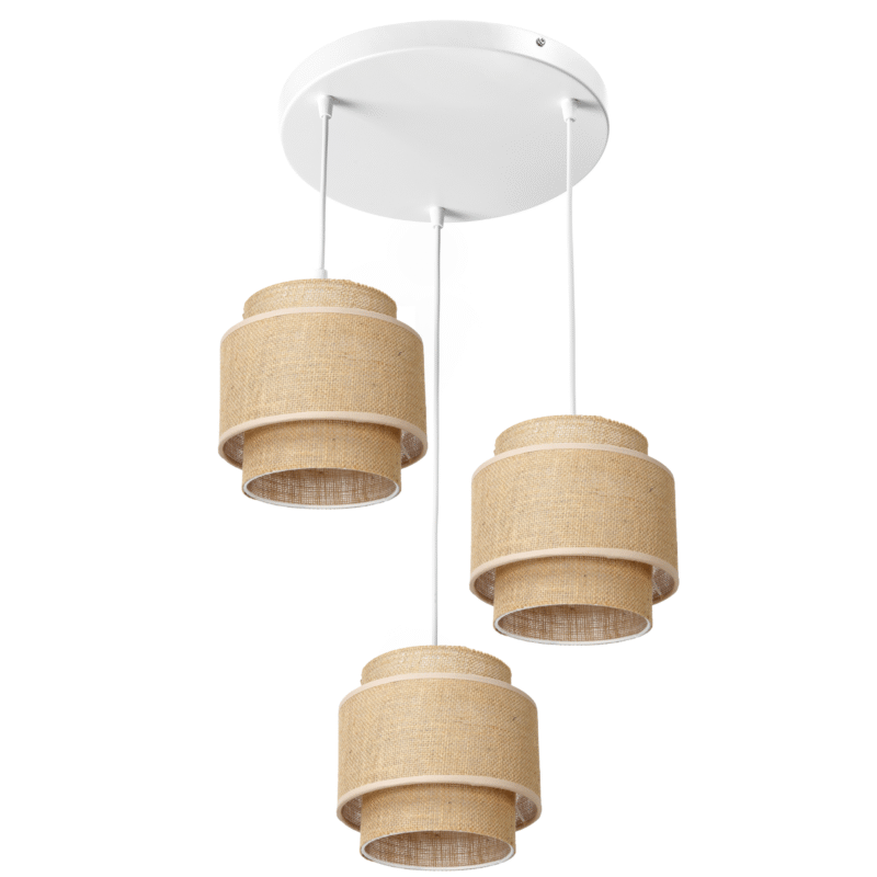 LAMPA WISZĄCA JUTA TALERZ JUTOWA PODWÓJNY ABAŻUR