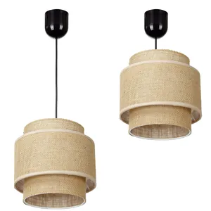 137 LAMPA WISZĄCA SUFITOWA JUTA BOHO JUTOWA PODWÓJNA
