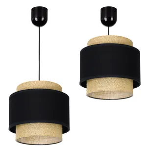 138 LAMPA WISZĄCA SUFITOWA JUTA BOHO JUTOWA PODWÓJNA