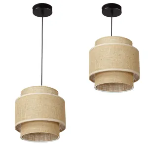 140 LAMPA WISZĄCA SUFITOWA JUTA BOHO JUTOWA PODWÓJNA
