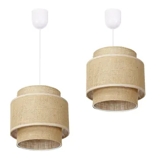 141 LAMPA WISZĄCA SUFITOWA JUTA BOHO JUTOWA PODWÓJNA