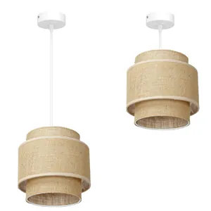 143 LAMPA WISZĄCA SUFITOWA JUTA BOHO JUTOWA PODWÓJNA