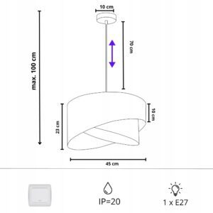 LAMPA WISZĄCA ABAŻUR JUTA SKOS 45CM ASYMETRYCZNA E27