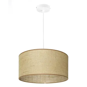 LAMPA WISZĄCA 1PŁ SUFITOWA ABAŻUR JUTA BOHO JUTOWY