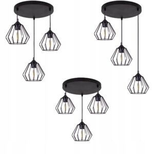 LAMPA SUFITOWA WISZĄCA DIAMENT BLACK LOFT LED E27