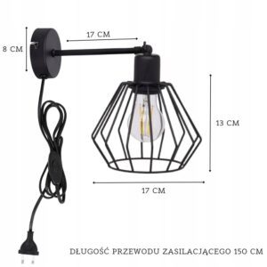 LAMPA ŚCIENNA NOCNA KINKIET Z PRZEŁĄCZNIKIEM LOFT