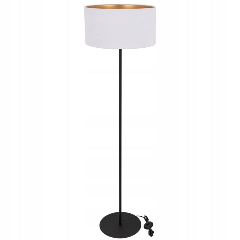 WELUROWA NOWOCZESNA LAMPA STOJĄCA ABAŻUR WALEC LED E27