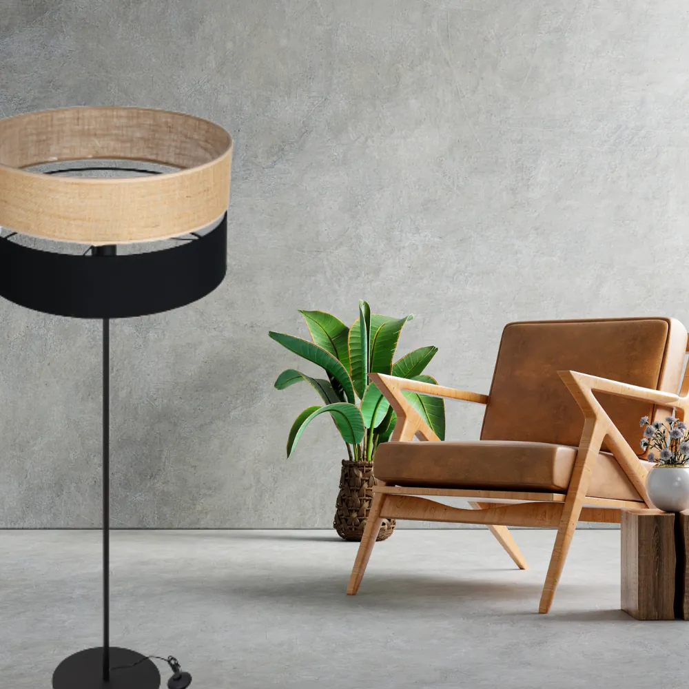JUTOWA LAMPA STOJĄCA PODŁOGOWA JUTA ABAŻUR 40CM