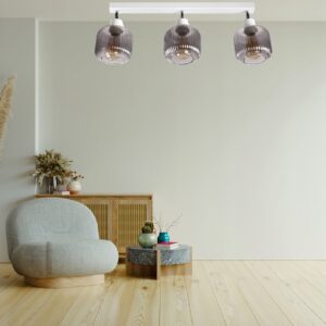 668bbcfe2621d02e3b1a9ee334de70fb.jpg LAMPA SUFITOWA PLAFON SUFITOWY KLOSZ SZKLANY RYFLOWANY BECZKA PRĄŻKI E27 CHROM