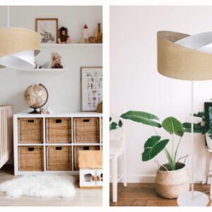 LAMPA WISZĄCA ABAŻUR JUTA SKOS 45CM ASYMETRYCZNA E27