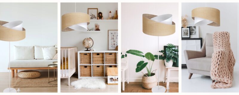 LAMPA WISZĄCA ABAŻUR JUTA SKOS 45CM ASYMETRYCZNA E27