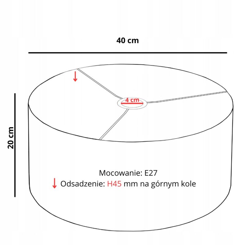 ABAŻUR KLOSZ WALEC DO LAMPY WISZĄCEJ LOFTOWY DZIURKI 20CM / 30CM / 40CM / BIAŁY / CZARNY