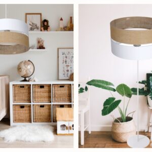 JUTOWA LAMPA STOJĄCA PODŁOGOWA JUTA ABAŻUR 40CM