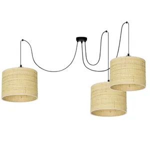LAMPA WISZĄCA SPIDER ŻYRANDOL RATAN RATTAN BOHO LED ABAŻUR 15 CM / 20 CM / 30 CM