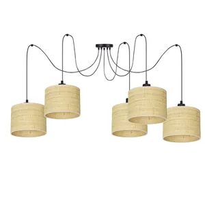 LAMPA WISZĄCA SPIDER ŻYRANDOL RATAN RATTAN BOHO LED ABAŻUR 15 CM / 20 CM / 30 CM