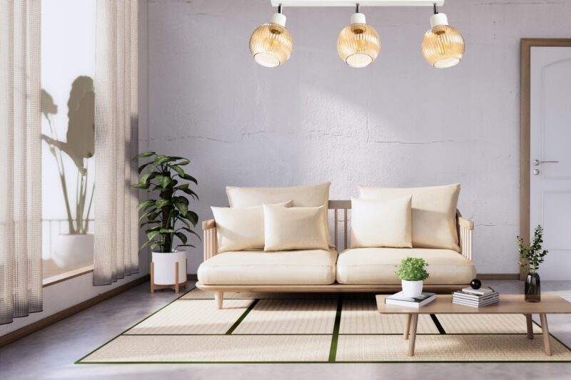 LAMPA SUFITOWA PLAFON SUFITOWY KLOSZ SZKLANY RYFLOWANY KULA PRĄŻKI E27 BURSZTYN