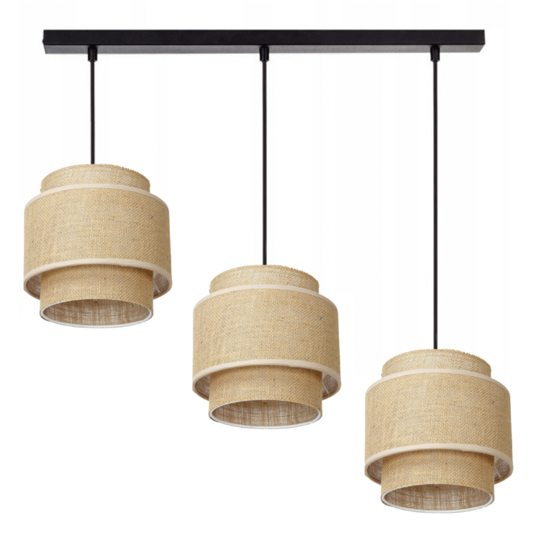 LAMPA WISZĄCA SUFITOWA JUTA BOHO JUTOWA PODWÓJNA