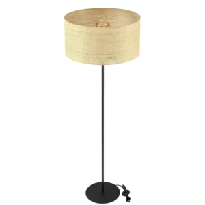 RATANOWA BOHO LAMPA STOJĄCA ABAŻUR WALEC RATTAN BIAŁA CZARNA