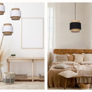 LAMPA WISZĄCA SUFITOWA JUTA BOHO JUTOWA PODWÓJNA
