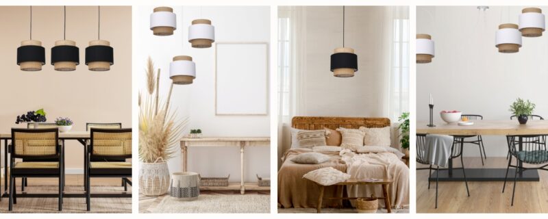 LAMPA WISZĄCA SUFITOWA JUTA BOHO JUTOWA PODWÓJNA