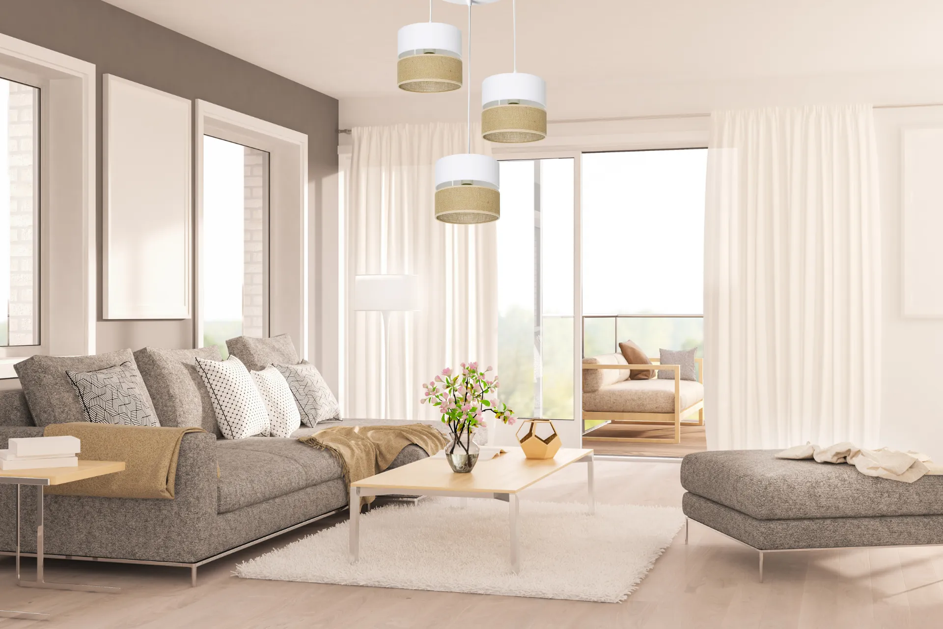 LAMPA WISZĄCA ŻYRADNOL JUTA BOHO JUTOWA DUO TALERZ