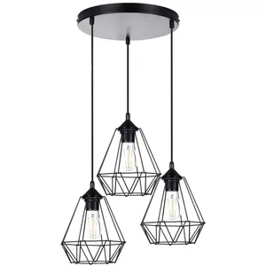 LAMPA SUFITOWA WISZĄCA DIAMENT BLACK LOFT LED E27