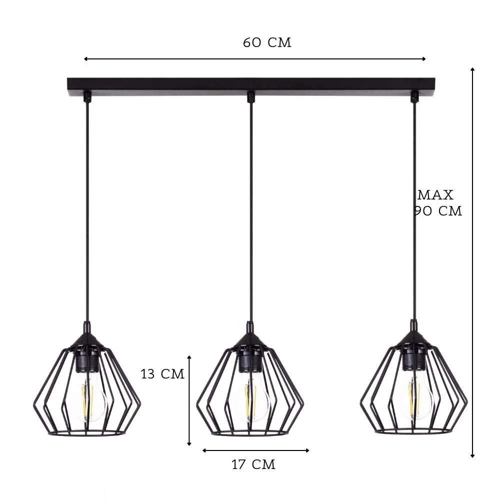 WISZĄCA NOWOCZESNA LAMPA SUFITOWA DIAMENT LOFT LED E27