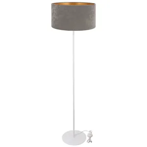 WELUROWA NOWOCZESNA LAMPA STOJĄCA ABAŻUR WALEC LED E27
