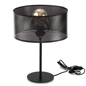 Moonlight-drewniany-abażur (13) LAMPKA NOCNA STOŁOWA Z ABAŻUREM DZIURKI GABINET 30 CM LED