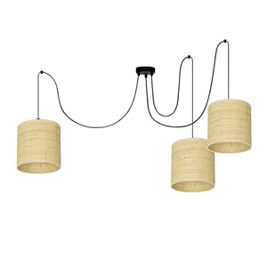 LAMPA WISZĄCA SPIDER ŻYRANDOL RATAN RATTAN BOHO LED ABAŻUR 15 CM / 20 CM / 30 CM
