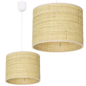 Moonlight-drewniany-abażur LAMPA WISZĄCA 1PŁ SUFITOWA ABAŻUR RATAN 30CM