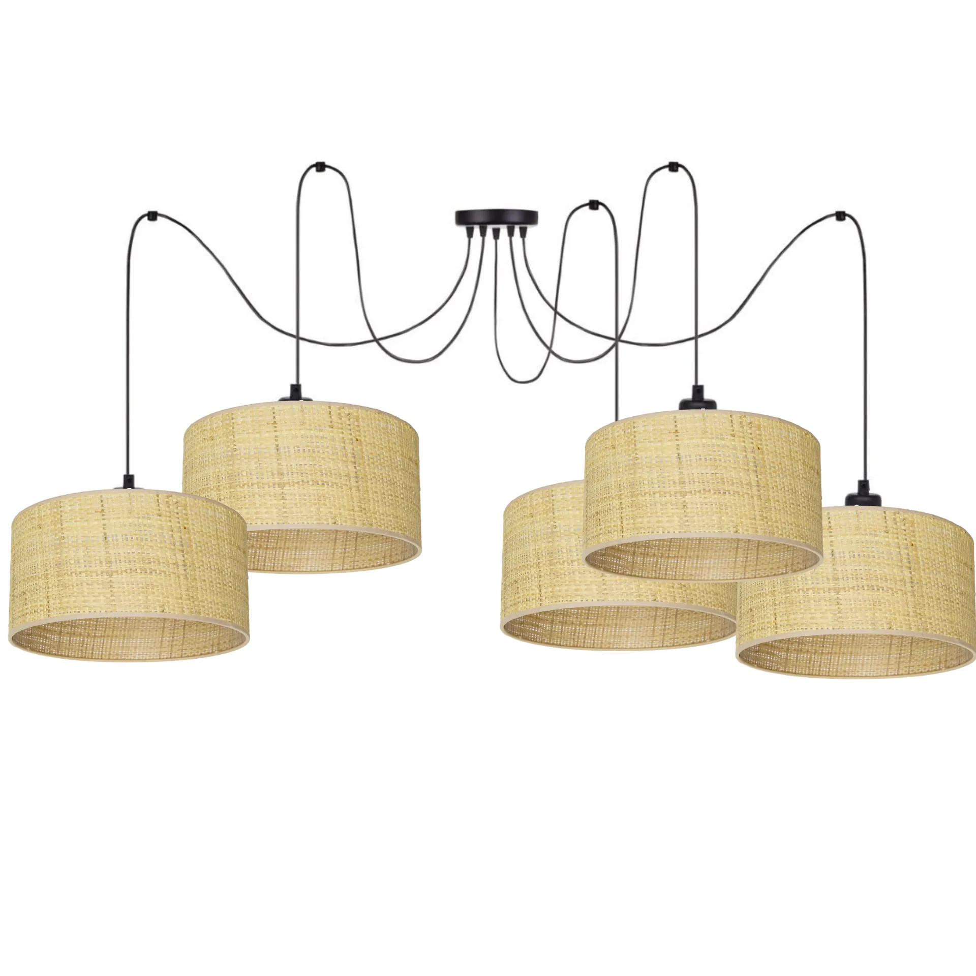 LAMPA WISZĄCA SPIDER ŻYRANDOL RATAN RATTAN BOHO LED ABAŻUR 15 CM / 20 CM / 30 CM