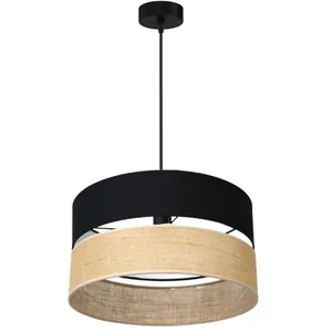 LAMPA WISZĄCA SUFITOWA JUTA BIAŁA JUTOWA DUO PASY BOHO