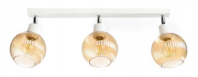 LAMPA SUFITOWA PLAFON SUFITOWY KLOSZ SZKLANY RYFLOWANY KULA PRĄŻKI E27 BURSZTYN