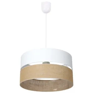 LAMPA WISZĄCA SUFITOWA JUTA BIAŁA JUTOWA DUO PASY BOHO