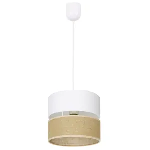 LAMPA WISZĄCA SUFITOWA JUTA BIAŁA JUTOWA DUO PASY BOHO