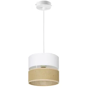 LAMPA WISZĄCA SUFITOWA JUTA BIAŁA JUTOWA DUO PASY BOHO