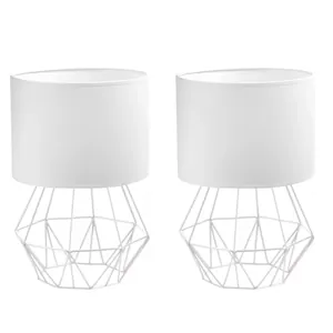 DWIE LAMPKI NOCNE STOŁOWE BIURKOWE ABAŻUR WALEC LED