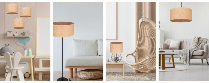 LAMPA WISZĄCA SPIDER ŻYRANDOL RATAN RATTAN BOHO LED ABAŻUR 15 CM / 20 CM / 30 CM