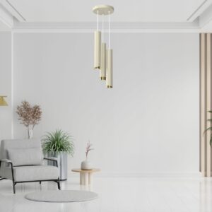 LAMPA SUFITOWA BEŻOWA PLAFON KOŁO TUBY ZŁOTY GU10 LED SPOT