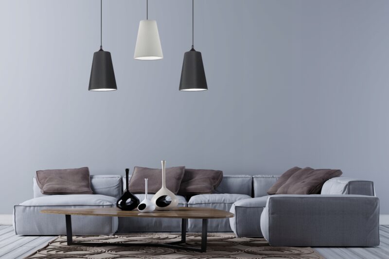 ABAŻUR KLOSZ DO LAMPY WISZĄCEJ KINKIETY PAJĄKA E27 STOŻEK KOLORY: SZARY / KASZMIR / CZARNY