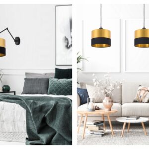 GLAMOUR LAMPA WISZĄCA SUFITOWA ABAŻUR ZŁOTO