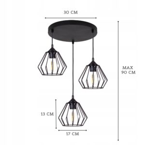 LAMPA SUFITOWA WISZĄCA DIAMENT BLACK LOFT LED E27