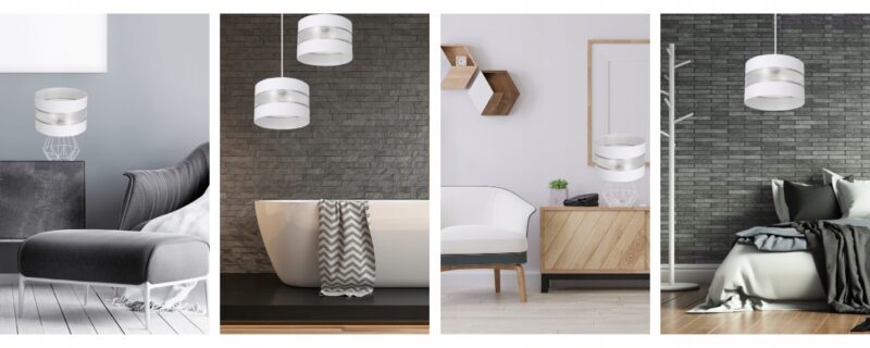 LAMPA WISZĄCA SUFITOWA SPIDER ABAŻUR PASKI 30CM