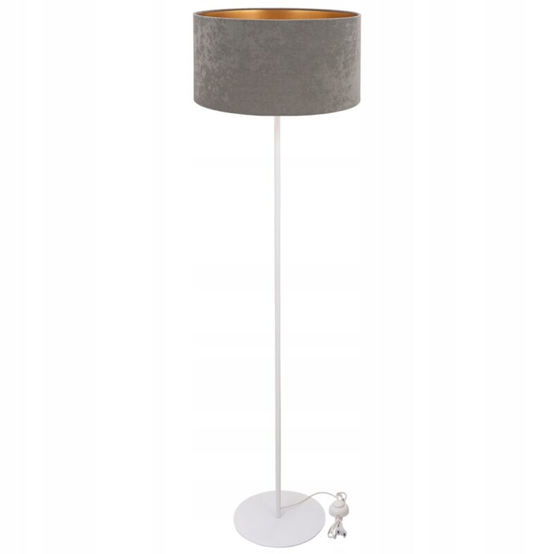 WELUROWA NOWOCZESNA LAMPA STOJĄCA ABAŻUR WALEC LED E27