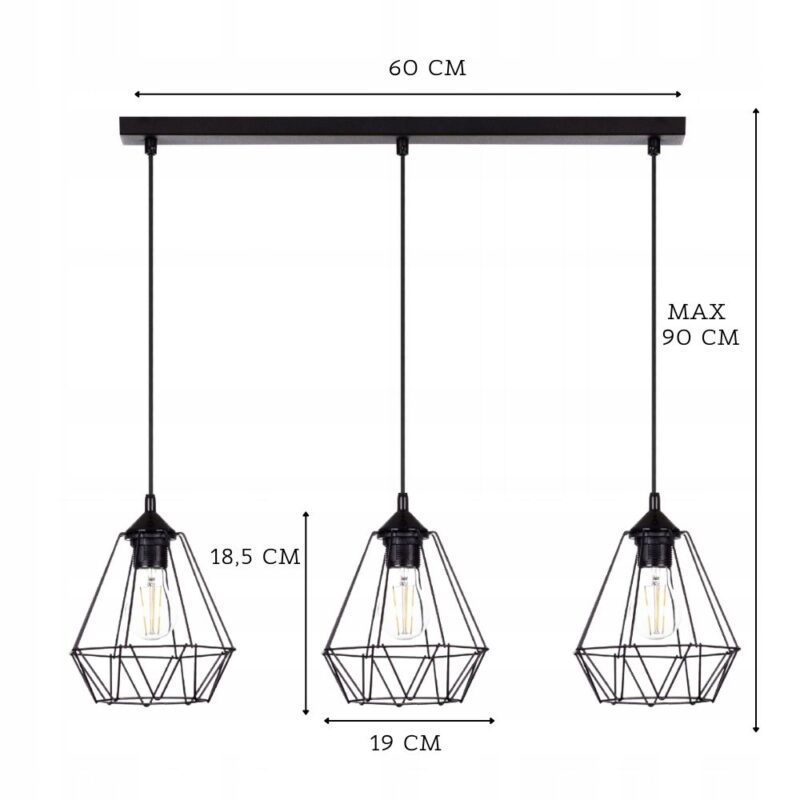 WISZĄCA NOWOCZESNA LAMPA SUFITOWA DIAMENT LOFT LED E27