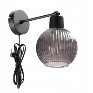 LAMPA ŚCIENNA KINKIET SZKLANY KLOSZ SZKLANY KULA PRĄŻKI E27 GRAFIT / BIAŁY / BURSZTYN