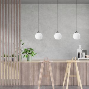 NOWOCZESNA LAMPA WISZĄCA KLOSZ SZKLANY KULA PRĄŻKI E27 GRAFIT CHROM BIAŁY BURSZTYN